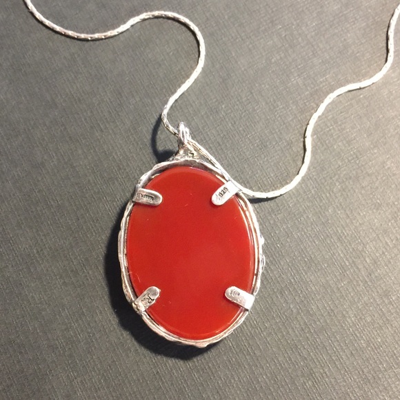 Or Paz Sterling Silver Carnelian Pendant Necklace - Picture 7 of 8